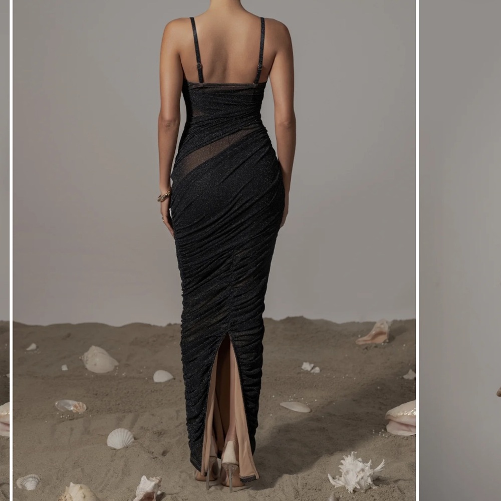 Glitter Black w Nude Dress - Picture 4 of 6